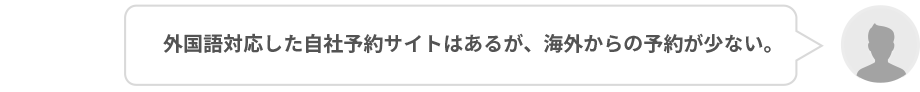 外国語対応した自社予約サイトはあるが、海外からの予約が少ない。